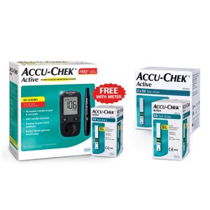 Accu-Chek Glucometer with Active Strips - 160 Strips (Multicolor)