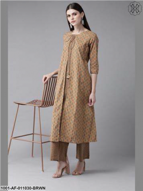 Brown Layered Kurta With Palazzo