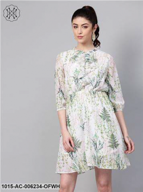 Off-White Floral Skater Dress
