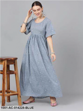 Dusty Blue Gathered Maxi