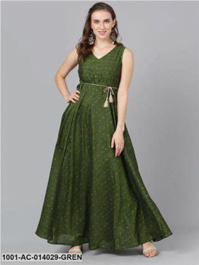Zari Booti Green Maxi With Dori