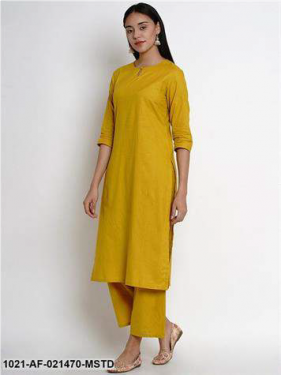Mustard Yellow Solid Kurta with Palazzos & Dupatta