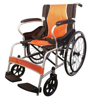 Ryder Wheelchair Foldable light weight Wheelchair with Seat Belt - Orange