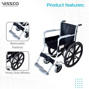 Vissco Rodeo Veer Mag Wheel | WheelChair With Fixed Handle & Swingable Footrest | for Elderly & those physically challenged