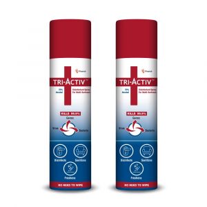 Tri-Activ Disinfectant Spray for Multi-Surfaces | Toilet Sanitizer Spray, 70% Alcohol - 100 ml - Pack of 2